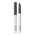 ILIA Eye Stylus Shimmer white and black pen with cap on white background, eye makeup