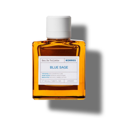 KORRES Blue Sage Eau de Toilette – amber glass bottle 50ml, white cap, white background – perfume