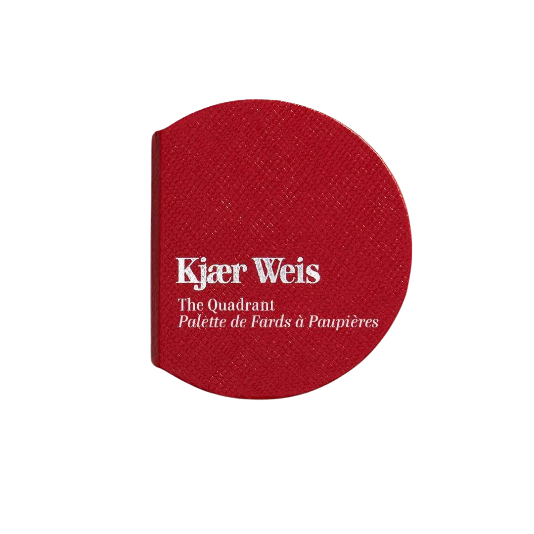 Kjaer Weis The Quadrant – runde rote Lidschattenpalette, weißer Hintergrund – Augen-Make-up