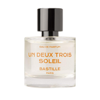Un Deux Trois Soleil Eau de Parfum – klares Glasflakon 50ml, schwarzer Deckel, weißer Hintergrund – Parfüm