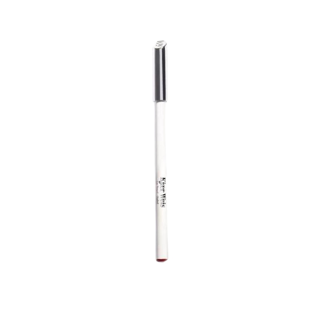 Kjaer Weis Lip Pencil Bare Pflaume – weißer Stift mit silbernem Deckel, weißer Hintergrund – Lippenkontur