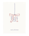 Postkarte 'merry christmas Christbaumkugel' – minimalistische Zeichnung, cremefarbener Hintergrund – Weihnachtskarten