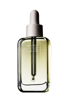(M)ANASI 7 Botanical Face Oil – clear glass bottle with dropper, white cap, white background – skin care