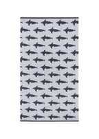 Orca Organic Cotton Beach Towel – light gray with black orcas, white background – beach towel