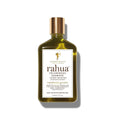 Rahua Voluminous Shampoo in einer olivgrünen Flasche mit goldenem Deckel.