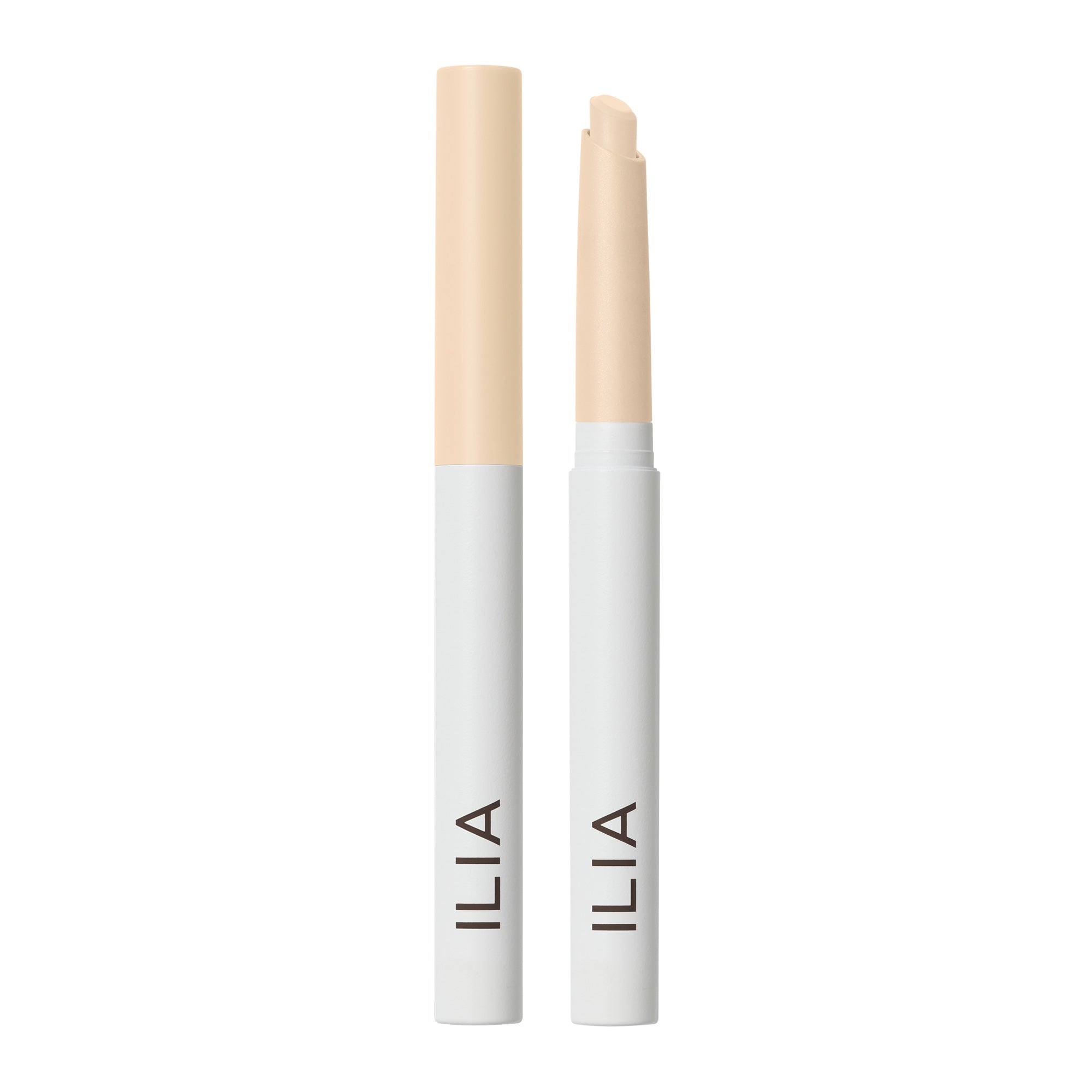 ILIA Eye Stylus Matte Stift in Beige und Weiß auf weißem Hintergrund, Augenmake-up