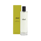 Abel Scene 01 Room Spray – clear glass bottle with black spray nozzle, green box, white background – room spray