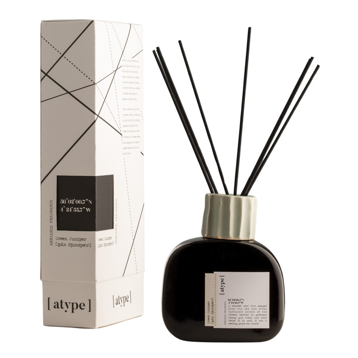 [atype] Ambiance Green Juniper Room Fragrance 250ml – black bottle with silver cap, white background – fragrance diffuser