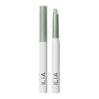 ILIA Eye Stylus Shimmer, light green pencil with white casing on a white background, eye makeup.