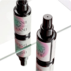 Botanical Bouche Mouthwash – dark spray bottle with black nozzle, white label and pink-green design, white background – oral care