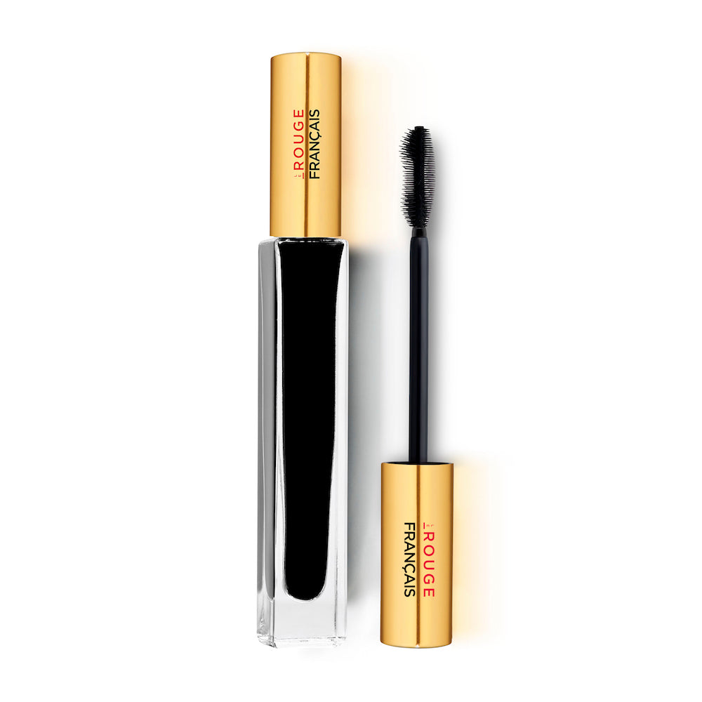 Le Rouge Français Mascara – schwarzer Tube, goldener Deckel, weißer Hintergrund – Wimpernmakeup