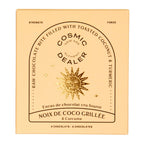 Cosmic Alchemy Dealer chocolate box – cream color, 4 pieces, gold sun print, white background – health snack