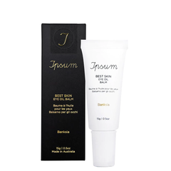 Ipsum Best Skin Eye Oil Balm – white tube 15g, white cap, black box, white background – eye care