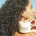 Rahua Enchanted Island Vegan Curl Butter – cream-colored jar 177ml, white lid, sunny background – hair care