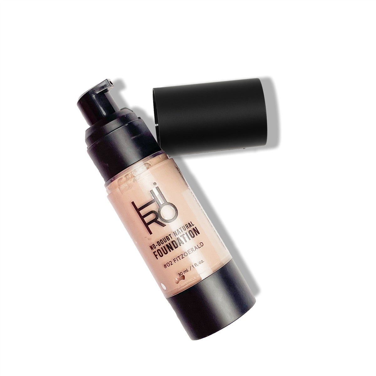 HiRO No Doubt Natural Foundation – 30ml Pumpflasche, schwarzer Deckel, weißer Hintergrund – Make-up
