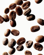 Kein Produktbild – Kaffeebohnen auf weißem Hintergrund – Hautpflege