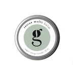 Rescue Multi Balm – silberner Metallbehälter 30ml, weißes Etikett mit grünem Logo, weißer Hintergrund – Hautpflege