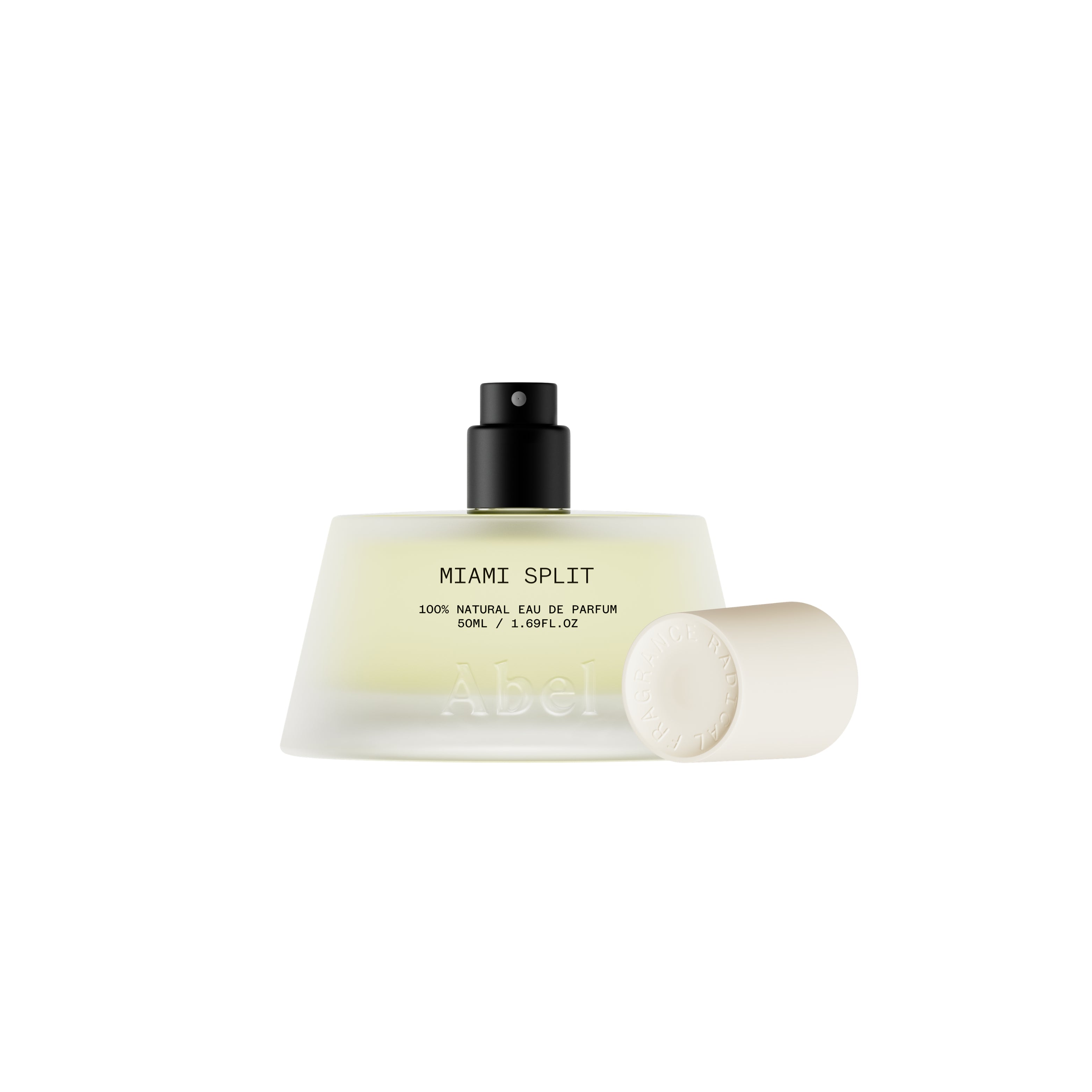 Abel Miami Split Eau de Parfum – 50ml spray bottle, cream cap, white background – perfume