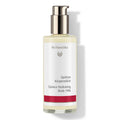 Dr. Hauschka Quince Hydrating Body Milk – clear bottle with pump dispenser, white-red label, white background – body care