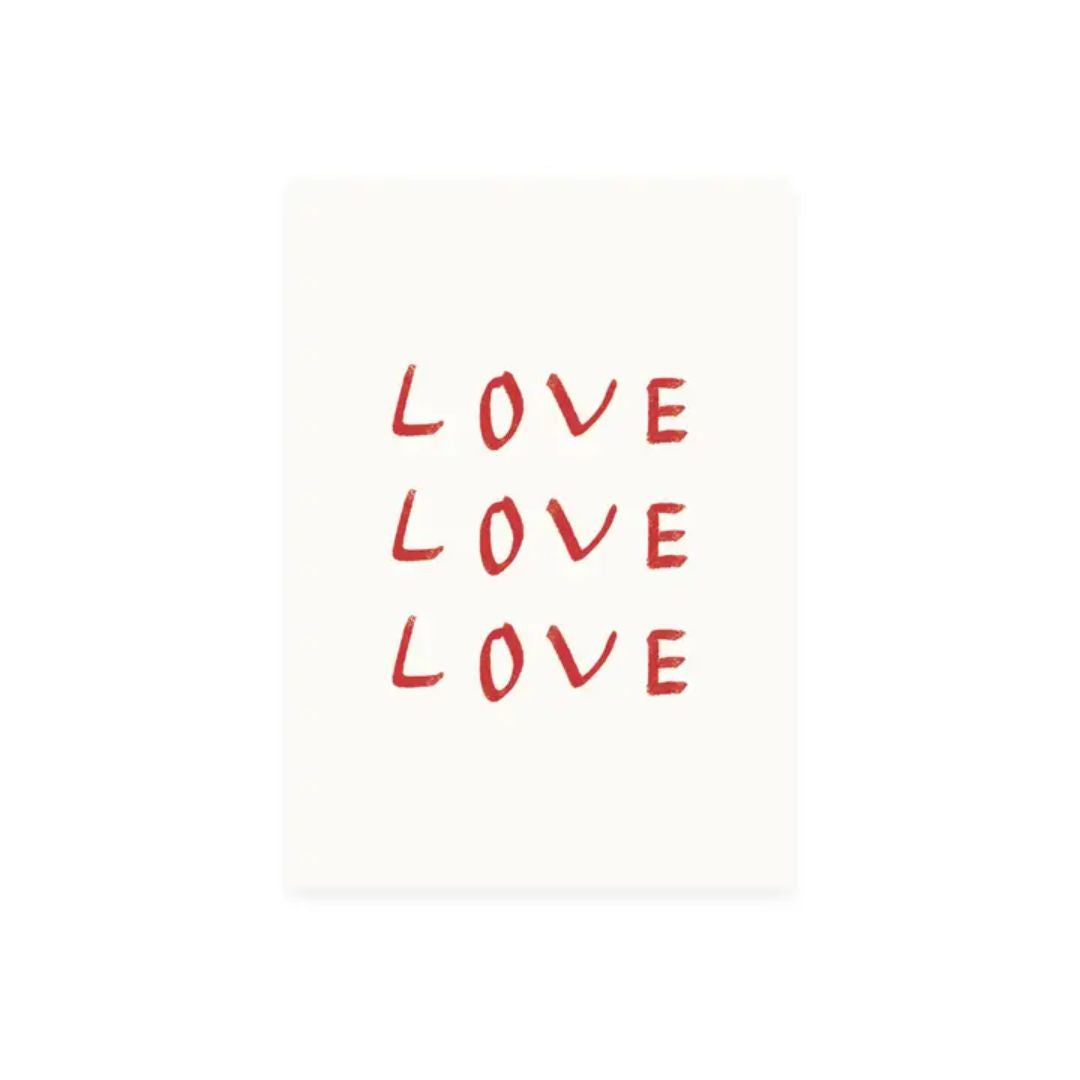 Postkarte Love – cream card with red lettering, white background – gift idea
