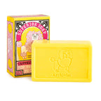 Archivist Lovely Lemon Hand Soap – yellow bar soap 150g with poodle relief, yellow-pink box, white background – skin care