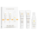 Innersense Pure Travel Trio – white tubes and spray bottle, 3 fl oz, white background – hair care