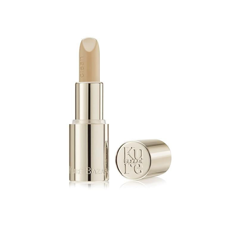 Kure Bazaar Clean Base Mat Lipstick Refill – goldener Stift, cremefarbene Farbe, weißer Hintergrund – Lippenpflege