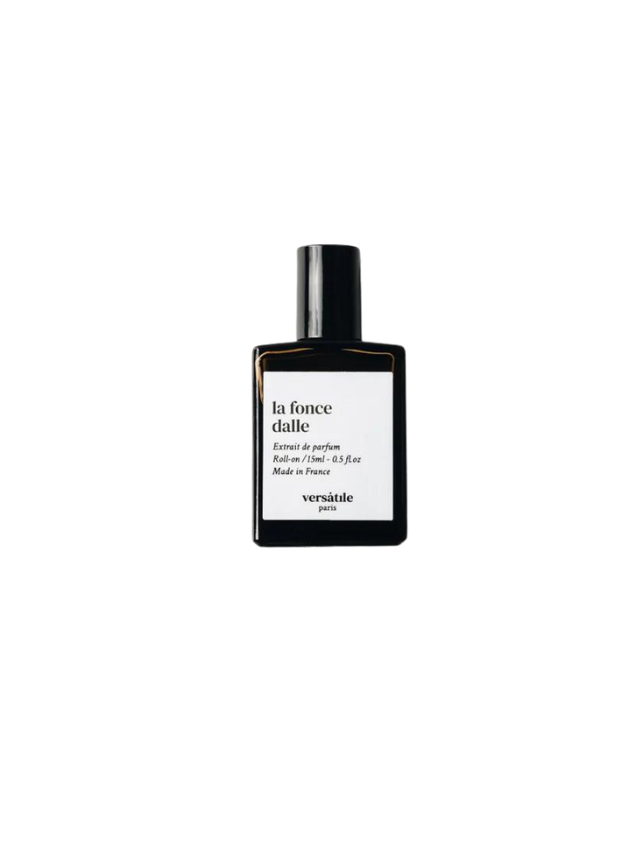 La Fonce Dalle Roll-on Parfümöl, 15ml schwarze Glasflasche mit schwarzem Verschluss auf weißem Hintergrund, Duftöl.