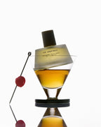 The Apartment Mini Parfümset Warm – goldfarbenes Eau de Parfum in Glasflasche mit schwarzem Verschluss, weißer Hintergrund – Parfüm