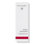Dr. Hauschka Quince Body Milk – white tube with red stripe, white background – body care
