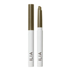 ILIA Eye Stylus Shimmer, gold shimmer eyeshadow pencil with white tube on white background, eye makeup