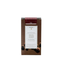 KORRES Argan Oil Permanent Hair Colorant 5.6 – brown cardboard box, white background – hair care