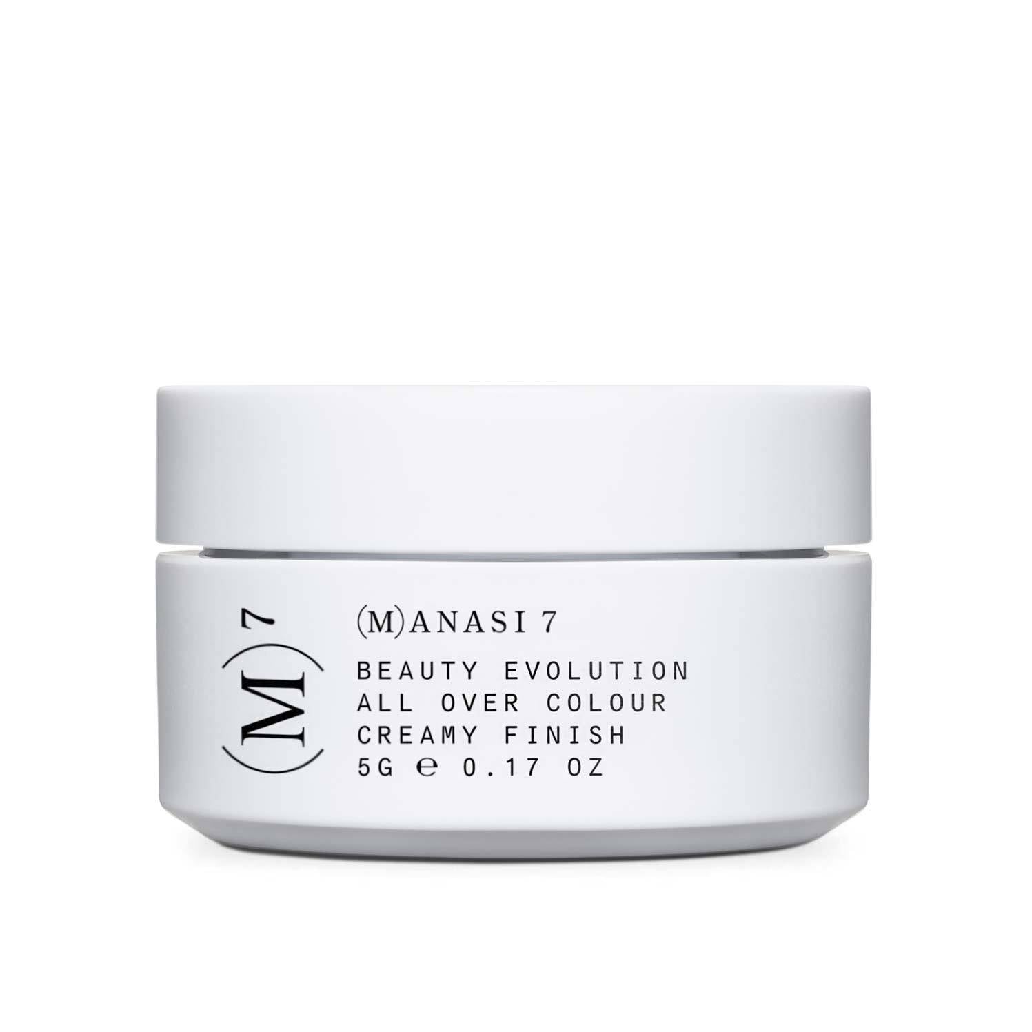 (M)ANASI 7 All Over Colour – weißer Tiegel 5g, weißer Deckel, weißer Hintergrund – Make-up