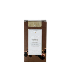KORRES Argan Oil Advanced Colorant 8.1 Blond/asche – brown cardboard box, white background – hair color