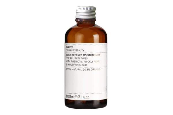 Evolve Organic Beauty Daily Defence Moisture Mist, braune Glasflasche mit silberner Kappe, 100ml, Hautpflege