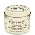 Burt’s Bees Almond & Milk Hand Cream – glass jar 56.6g, cream lid on white background – hand care