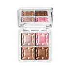 rms beauty ReDimension Daily Glow Palette, white compact palette with highlighter shades on white background