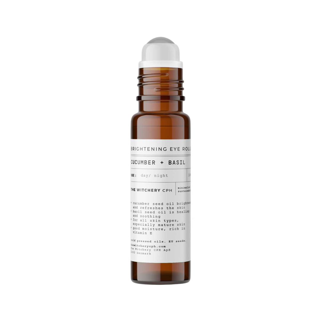 The Witchery CPH Cucumber Basil Brightening Eye Roller in brauner Glasflasche mit Roll-on-Aufsatz, Hautpflege