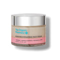 The Organic Pharmacy Rose Rejuvenating Face Cream in a glass jar with silver lid on white background, skin care
