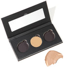 Wow Brow Eyebrow Pomade Light Refill – black palette with mirror, beige shade, white background – eyebrow styling