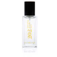 Bon Parfumeur 202 Watermelon – clear glass bottle with black cap, white background – perfume