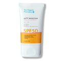 The Organic Pharmacy UV 365 Protection Ageing Defence SPF 50 in weißer Tube vor weißem Hintergrund, Hautpflege