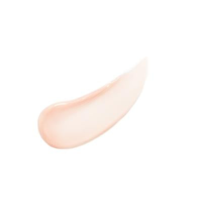 Ein hellbeiger Cremeschleier des Re" Evolve Radiance Locking Primers auf weißem Hintergrund für die Gesichtspflege.