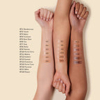 Super Serum Skin Tint LSF30 – shade swatches on three arms, beige background – skin care