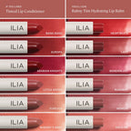 ILIA Balmy Tint Hydrating Lip Balm – white tube, pink tint stick, red background – lip care