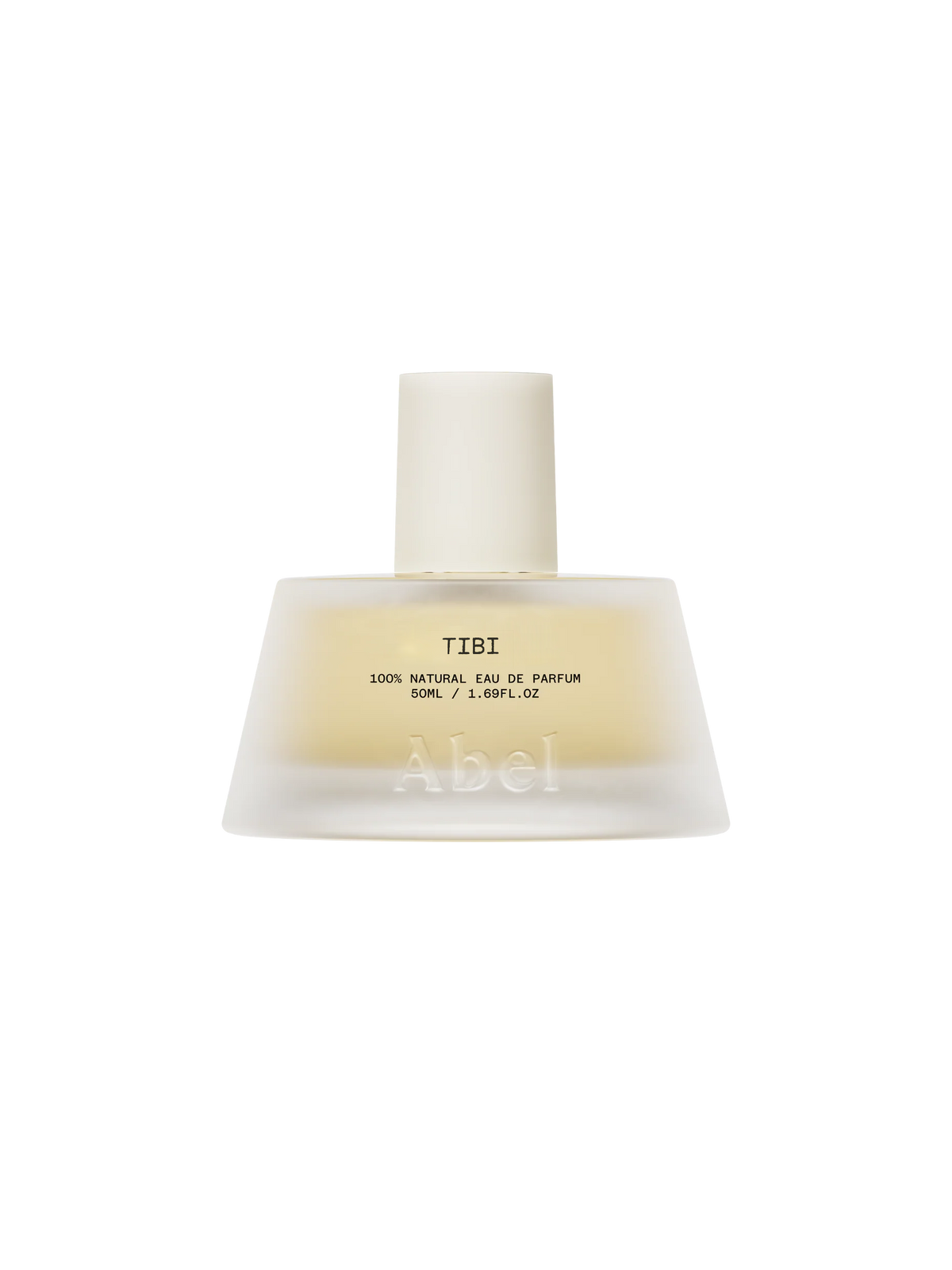 Abel Tibi Eau de Parfum, 50ml matte Glasflasche mit weißem Deckel, der biologisch abbaubar ist