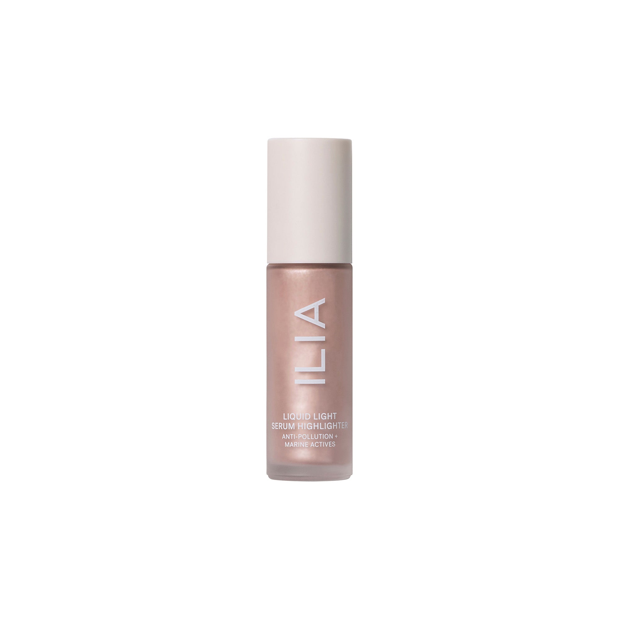 ILIA Liquid Light Serum Highlighter in roségolden mit Kappe auf weißem Grund, Hautpflege