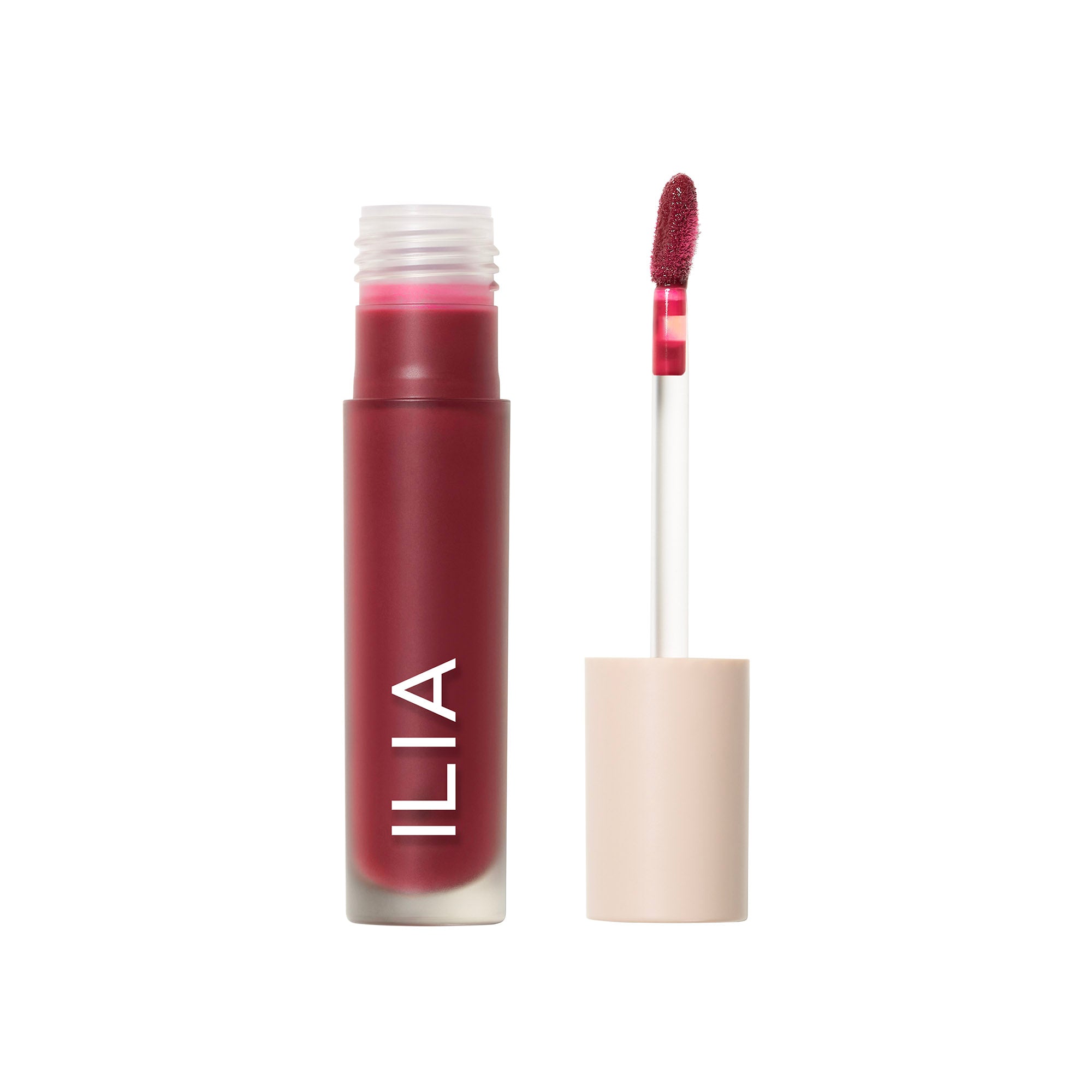 ILIA Overglaze Hydrating Lip Gloss mit weißem Verschluss auf weißem Grund, Lippenpflege