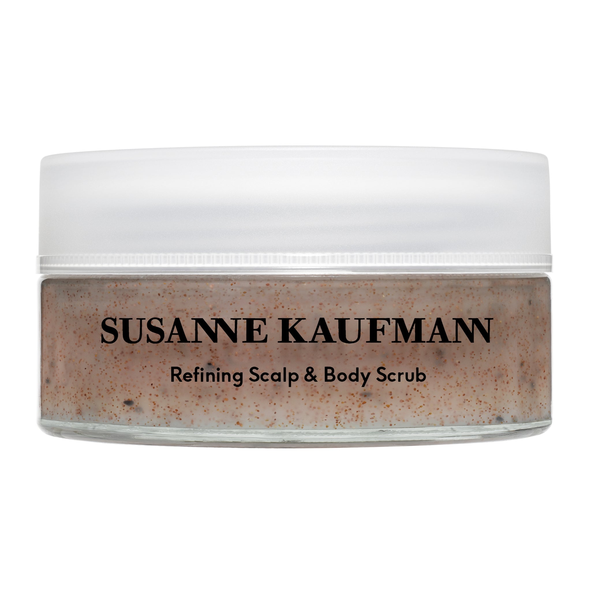 Susanne Kaufmann Refining Scalp & Body Scrub im Glastiegel mit weißem Schraubdeckel für die Körperpflege
