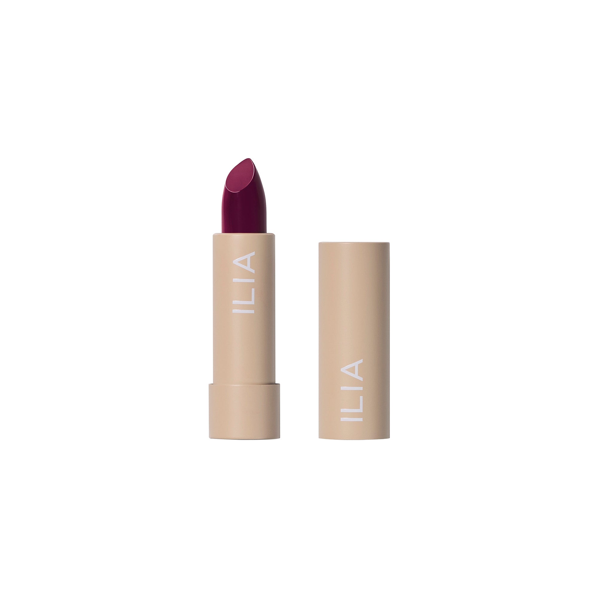 ILIA Color Block High Impact Lipstick in beiger Tube mit beigem Deckel auf weißem Hintergrund, Lippenstift